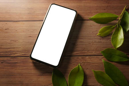Mobile phone with blank screen or copyspace to put content in the project.の写真素材