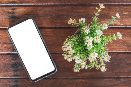 Mobile phone with blank screen or copyspace to put content in the project.の写真素材