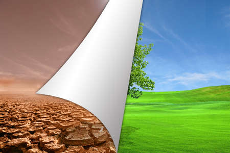 change the concept Turning the face of drought revealing the natural landscape change reality Hope,...