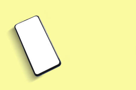 Mobile phone blank screen to enter content. placed on a colored background. copy space conceptの写真素材