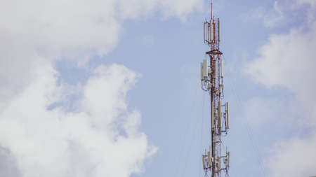 Cell phone towers against the background of the skyの写真素材