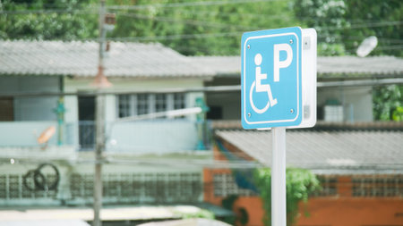 handicap parking symbol for safety in the gas stationの写真素材