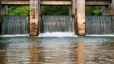Small dams of irrigation systems in Thailand. Small dams in rural areas. dam of agricultural systemの写真素材