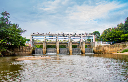 Small dams of irrigation systems in Thailand. Small dams in rural areas. dam of agricultural systemの写真素材