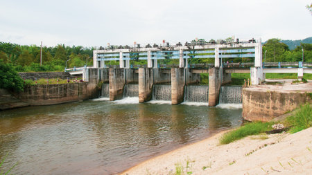 Small dams of irrigation systems in Thailand. Small dams in rural areas. dam of agricultural systemの写真素材