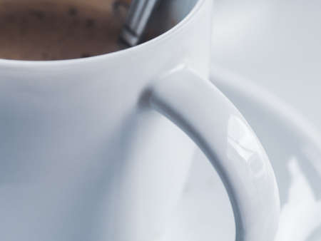 White hot coffee cup holder. rest time conceptの写真素材