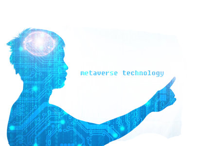 The concept of metaverse technology creates a âvirtual worldâ. Human beings in the digital age and the future world. where the connection is limitlessの写真素材