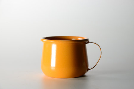 Zinc glass bright orange on a white background. Ideas for mock ups.

Blank mock up Empty classic undervest mug with neckline mockup, isolated.の写真素材