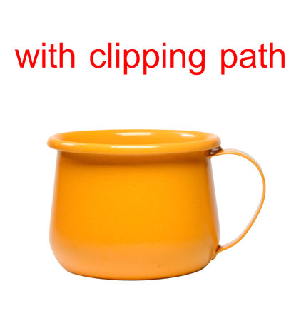 Zinc glass bright orange on a white background. Ideas for mock ups.Blank mock up Empty classic undervest mug with neckline mockup, isolated with clipping pathの写真素材