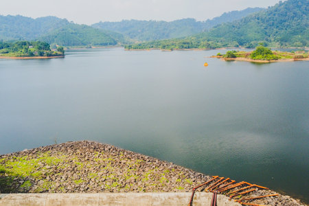Reservoirs in Ranong Province Thailand's quaint beauty is a tourist attraction. Thailand tourism concept and water resource managementの写真素材