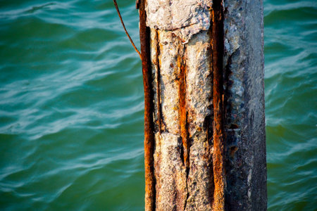 Columns that had been exposed to seawater eroded and rusted steel.の写真素材