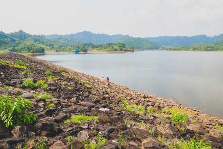 Reservoirs in Ranong Province Thailand's quaint beauty is a tourist attraction. Thailand tourism concept and water resource managementの写真素材