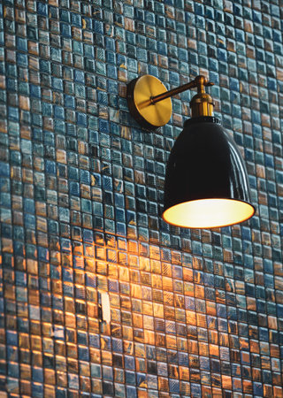Decorative lamps in the cafe give a warm feeling. coffee shop decoration ideasの写真素材