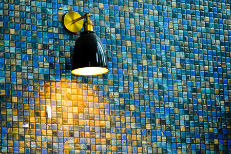 Decorative lamps in the cafe give a warm feeling. coffee shop decoration ideasの写真素材