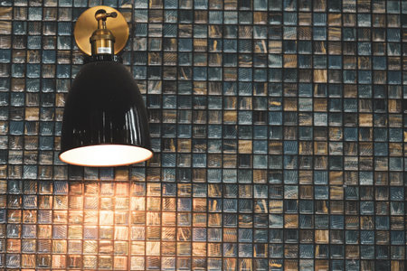 Decorative lamps in the cafe give a warm feeling. coffee shop decoration ideasの写真素材