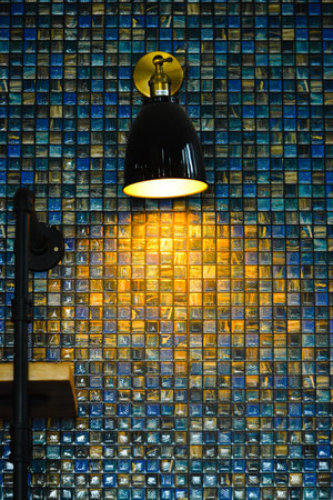 Decorative lamps in the cafe give a warm feeling. coffee shop decoration ideasの写真素材