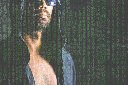 Hacker concept. Hacker Hood is a dangerous hacking and malware and computer virus. Identity theft and cybersecurityの写真素材