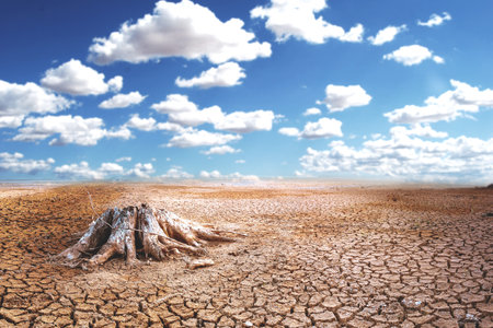 effect of global warming The land is broken and dry, the rain does not fall in season. concept of global warming and environmental changeの写真素材