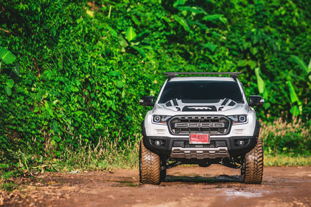 Ford Ranger 2021 in real use in nature, August 20, 2021, Surat Thani, Thailand.のeditorial素材