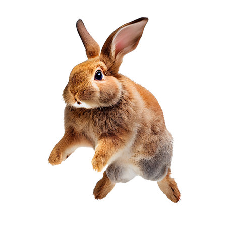 Rabbit jumping isolated on white background. 3d render illustration.の写真素材
