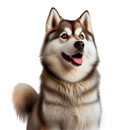 Siberian Husky dog isolated on white background. Studio shot.の写真素材