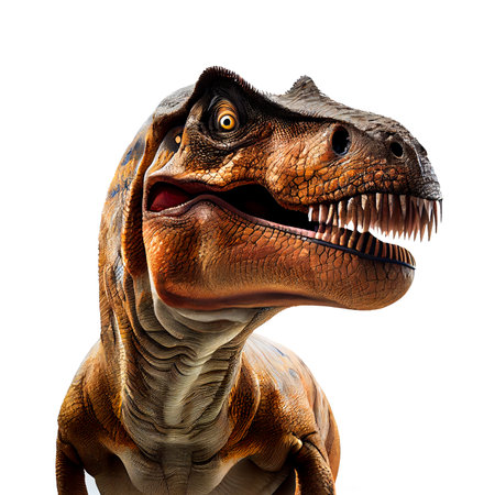 3D rendering of a dinosaur T-rex isolated on white backgroundの写真素材