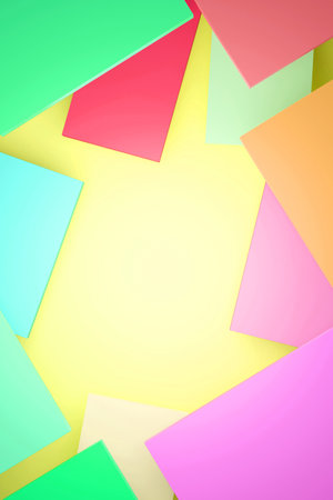 Colorful paper background with copy space. 3d render illustration.の写真素材