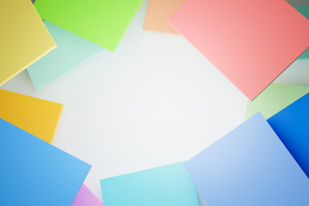 Colorful sticky notes on a white background. 3d rendering.の写真素材
