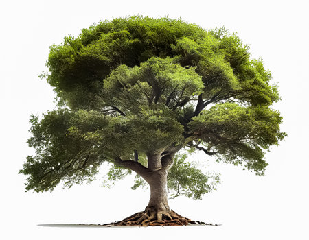 Big tree isolated on white background. 3D rendering, illustration.の写真素材