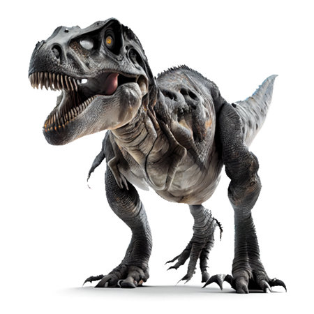 3D rendering of a dinosaur T-rex isolated on white backgroundの素材