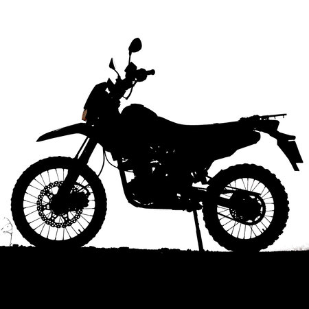 Silhouette of a motorcyclist on a white background.の写真素材
