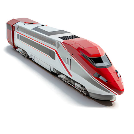 Modern high-speed train on a white background. 3d illustrationの素材