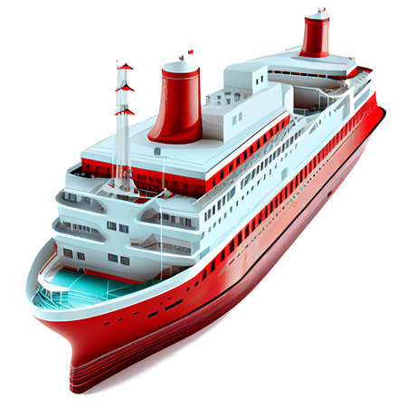 Cruise ship isolated on white background. 3d rendering - illustrationの素材