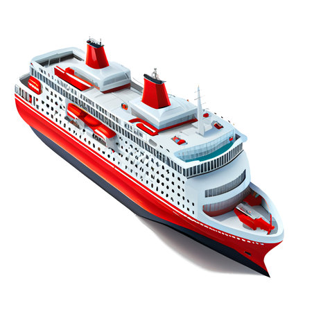 Cruise ship isolated on white background. 3d vector illustration.の素材