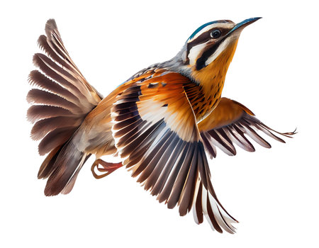 3D rendering of a red-breasted bird isolated on white backgroundの素材