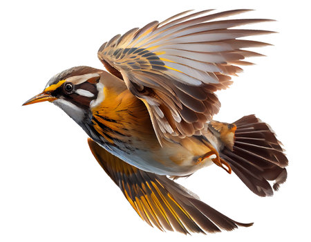 3D rendering of a red-throated sparrow isolated on white backgroundの素材