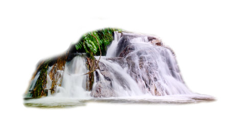 Waterfall isolated on a white background. Clipping path included.の写真素材