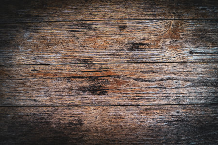 High-resolution image of rustic wooden planks with weathered texture and natural grain, perfect for backgrounds and design projects.の写真素材