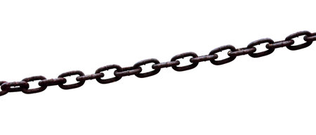 High-resolution image of a rusty metal chain isolated on a white background, perfect for industrial...
