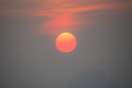 Sunset in the morning with clouds and sky,Thailand.の写真素材