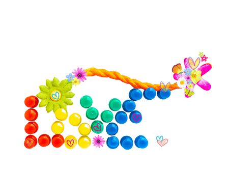 Flowers and love color Isolated on White Backgroundの写真素材