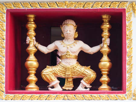 Giant stucco at at Payap Temple window in Nakhon Ratchasima ,Thailand.の写真素材