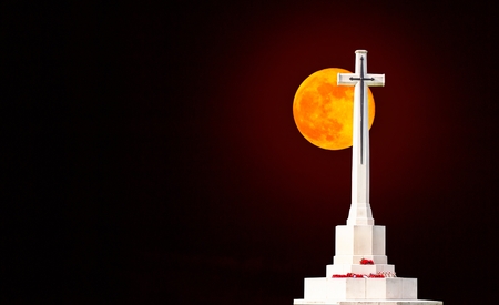 Calvary under the moonlight in the night.(abstract full moon of dreams)の写真素材