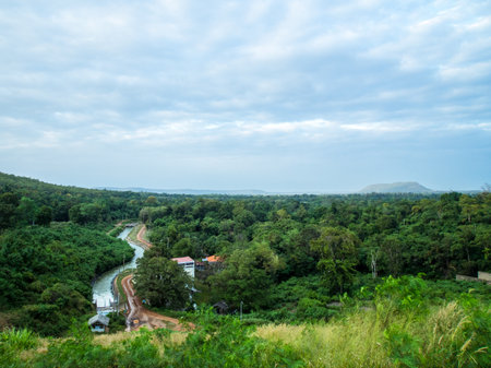 Landscape view of Mae Ngat Somboon Chon dam, Thailand.の写真素材