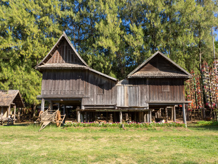 Traditional wooden house in the countryside of Thailand, South East Asia.の写真素材