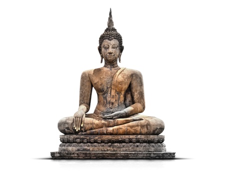 buddha statue on white background の写真素材