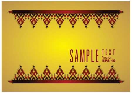 Thai art decorative leaf patternのイラスト素材