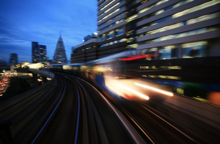 Motion blurred on speeding sky train  の写真素材