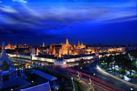 Wat pra kaew Grand palace at dusk,Bangkok Thailand の写真素材