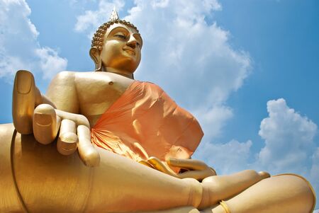 Big Buddha statue and Blue Sky in Wat thai, Bangkok, Thailand  の写真素材